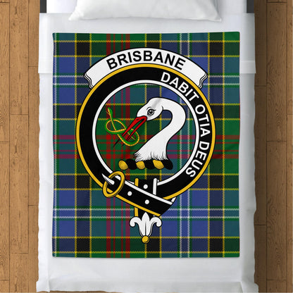 Scottish Clan Brisbane Crest Tartan Throw Blanket - Living Stone Gifts