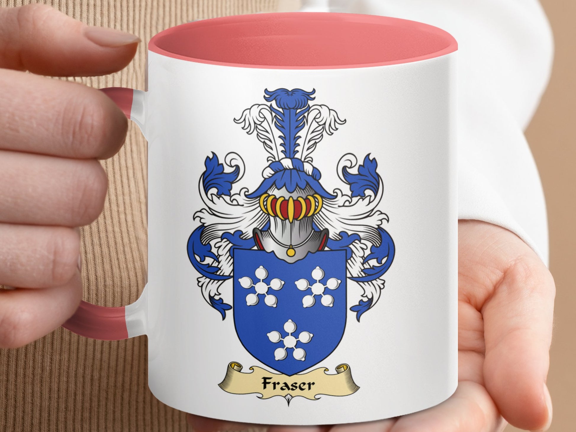 Clan Fraser Scottish coat of arms accent coffee Mug - Living Stone Gifts