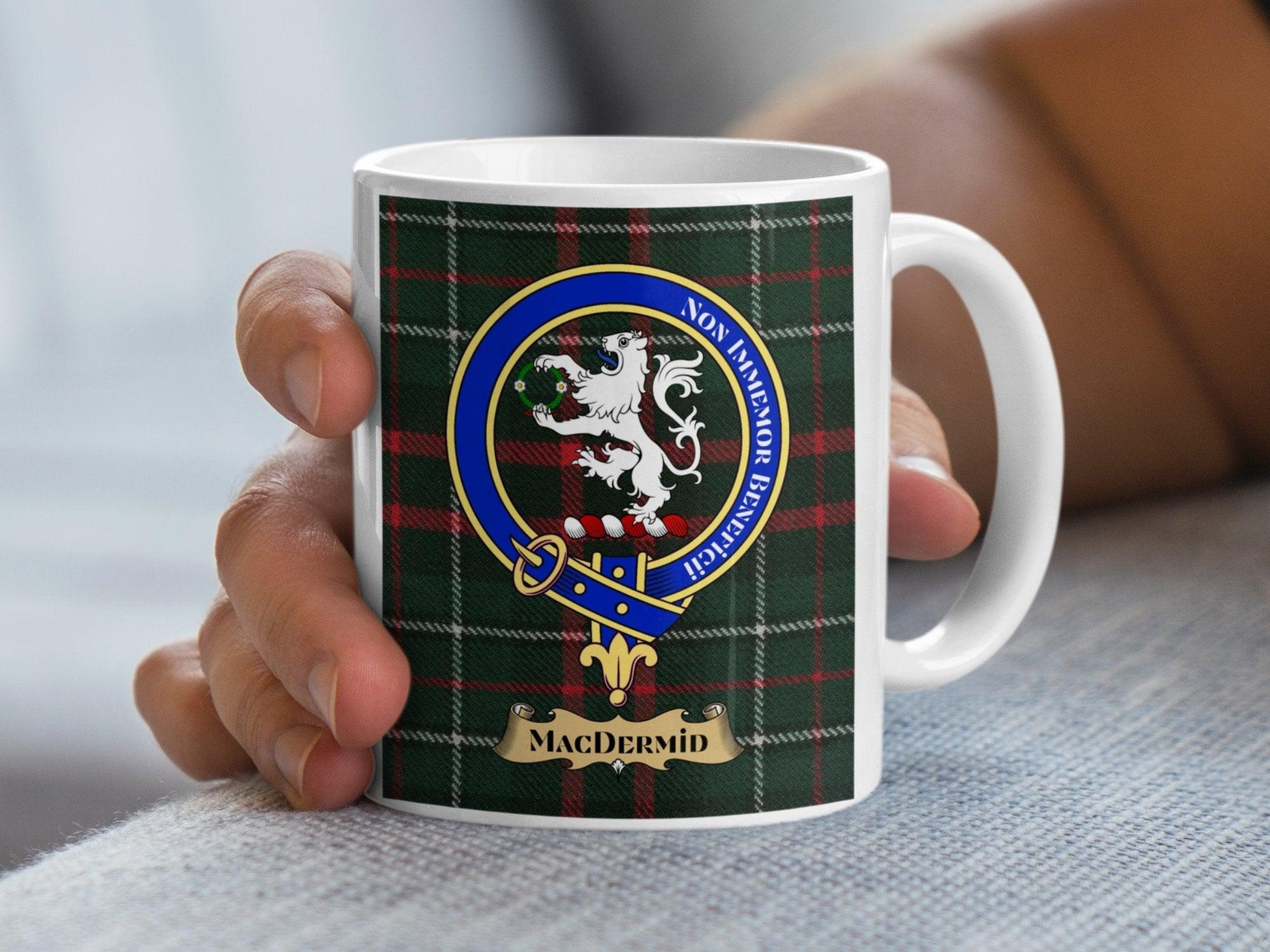 MacDermid Clan Crest Plaid Green Blue Red Decorative Mug - Living Stone Gifts