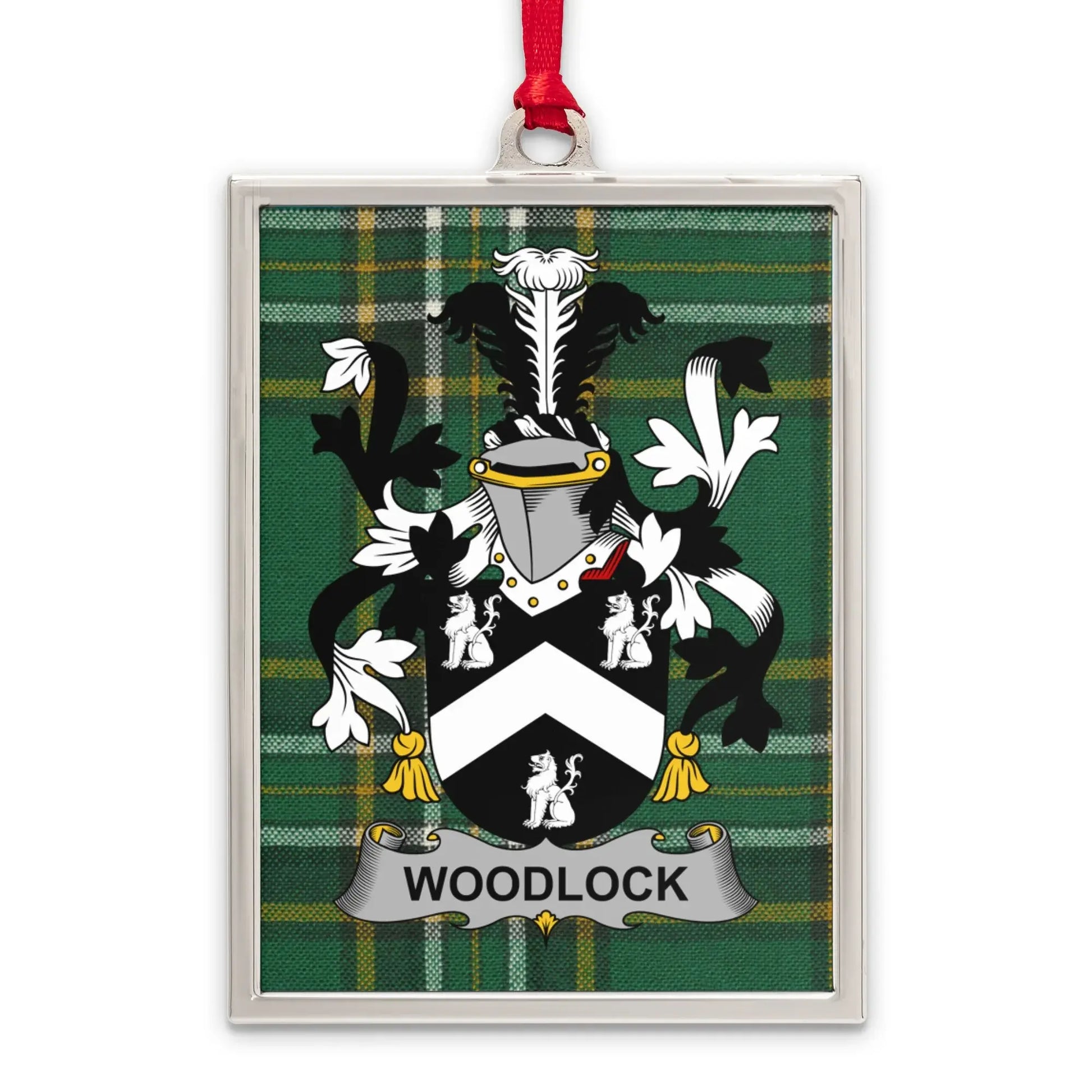 Woodlock Family Crest Plaid Background Ornament product