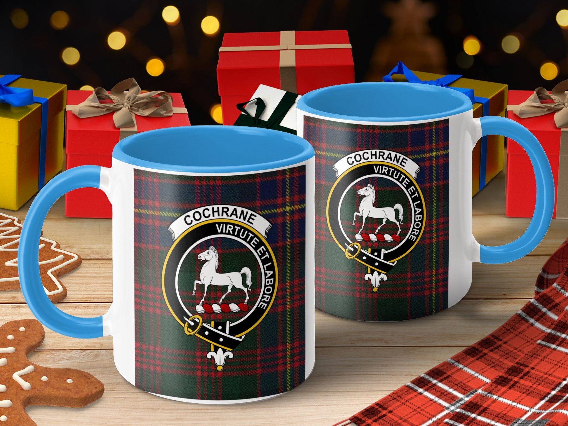 Clan Cochrane Scottish Tartan Crest Design Mug - Living Stone Gifts