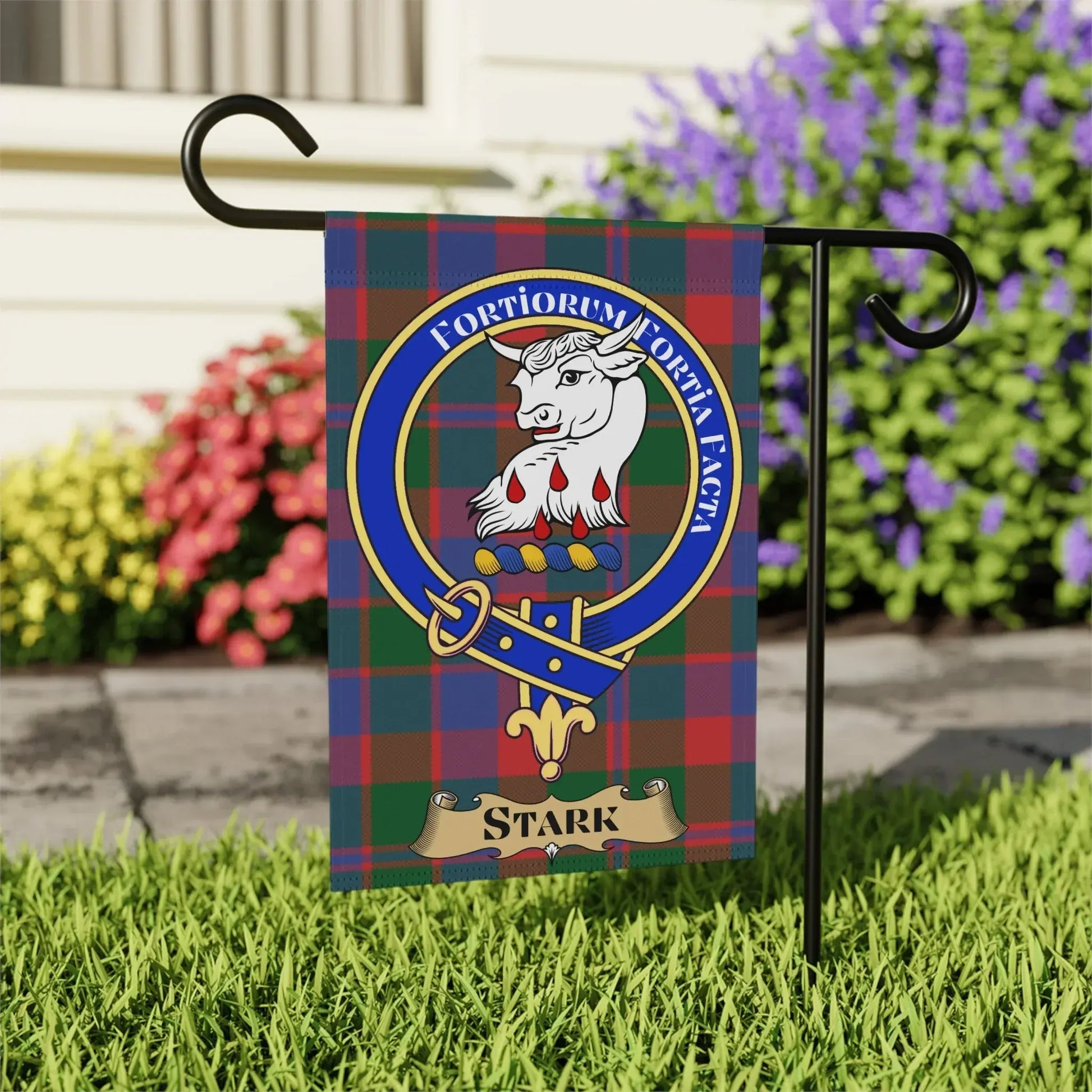 Fortiorum Fortia Facta Stark Garden Flag product type