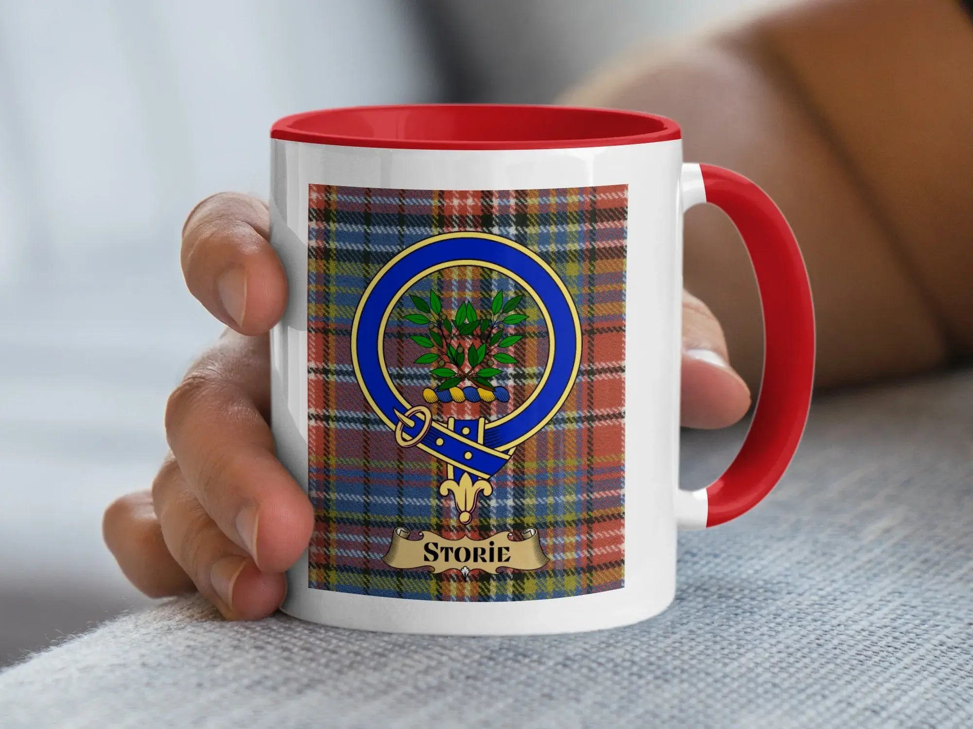 Storie family crest ceramic mug for everyday coffee and tea