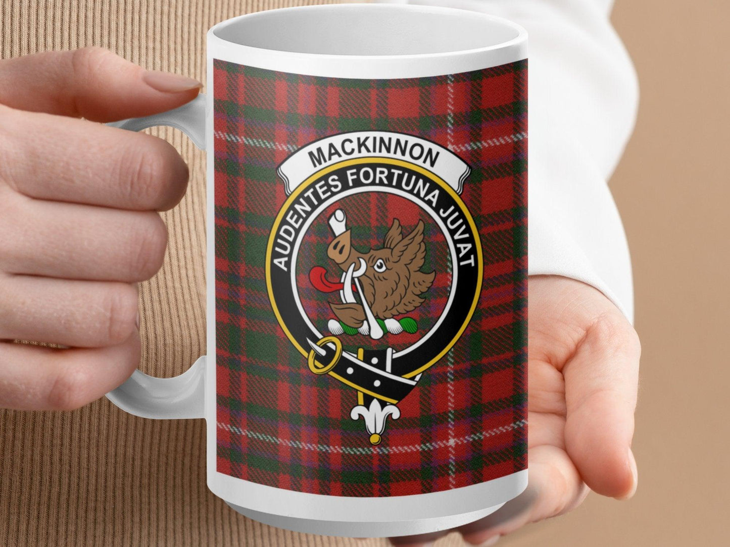 Scottish Clan Mackinnon Tartan Plaid Crest Design Mug - Living Stone Gifts