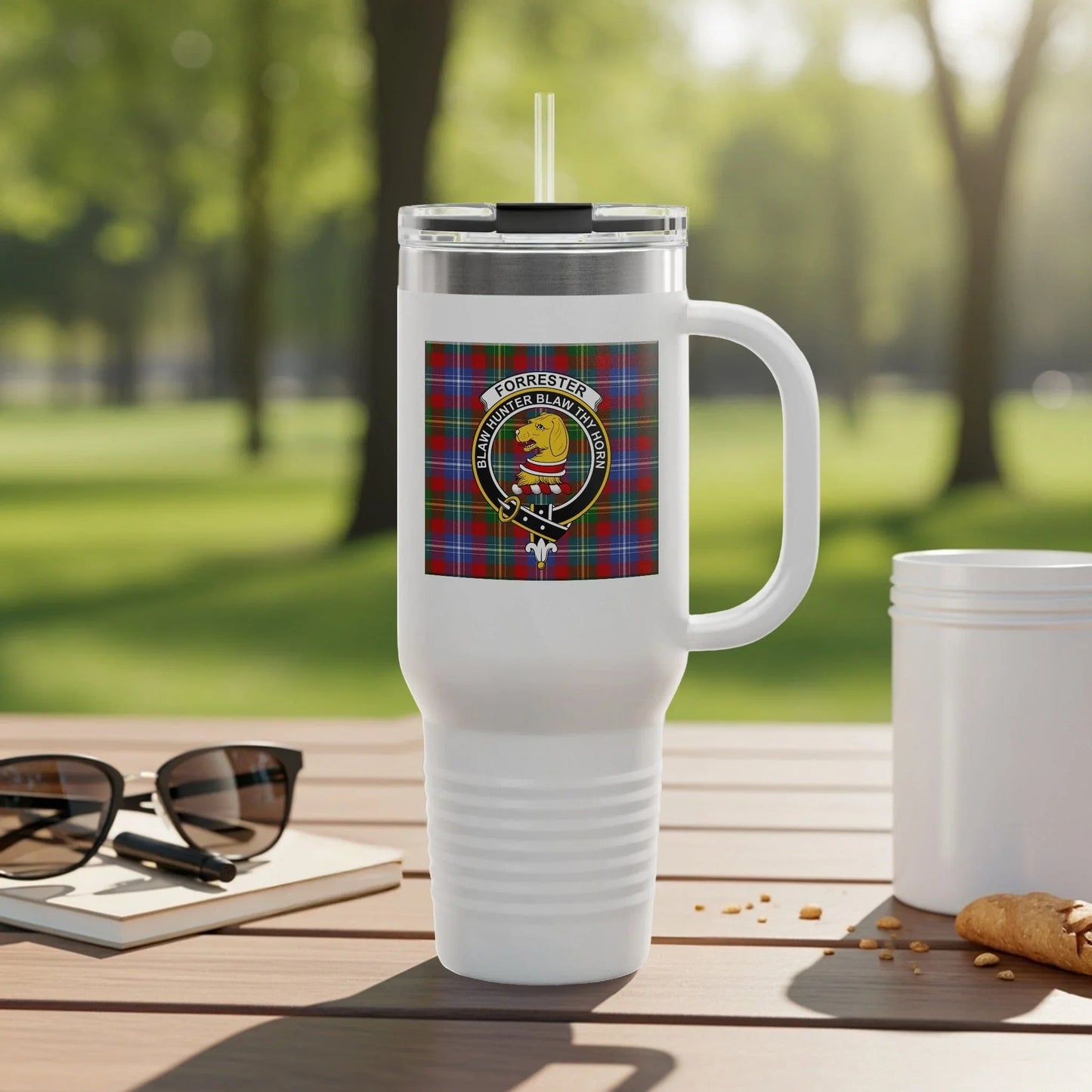 Forrester Clan Crest Tartan Travel Mug product
