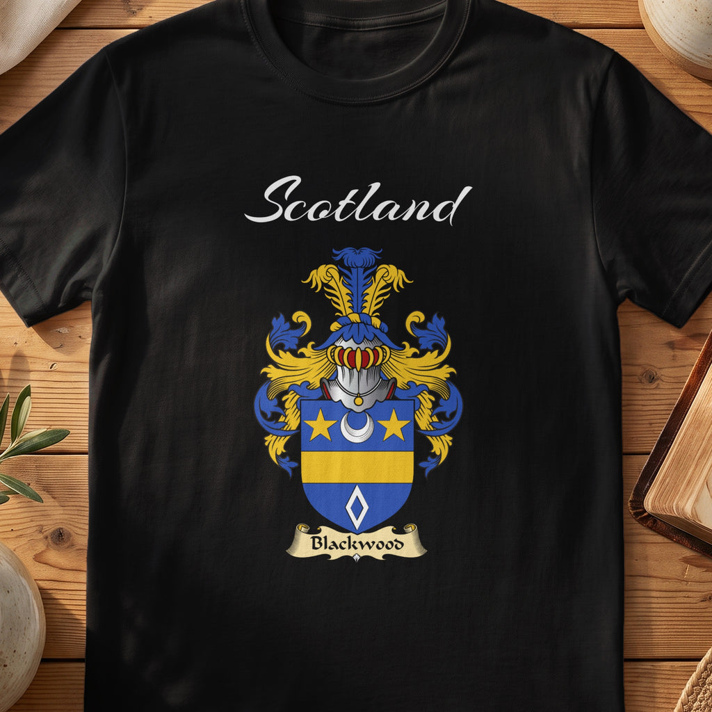 Blackwood Scottish family shield T-shirt in Black