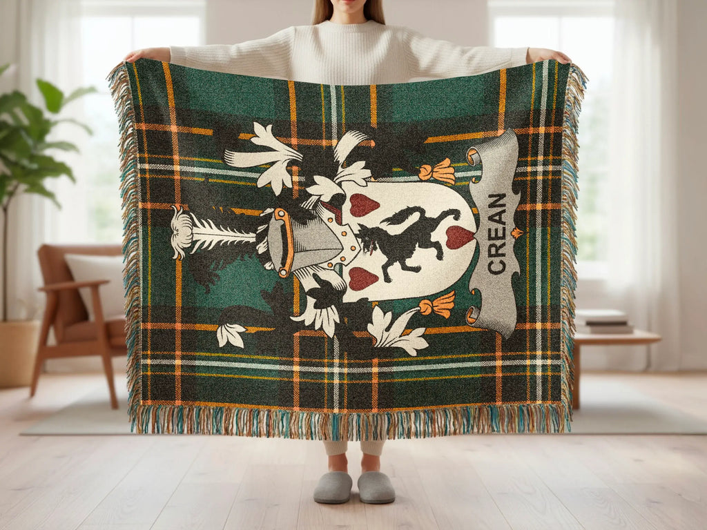 Crean Family Crest Tartan Plaid Woven Blanket product type