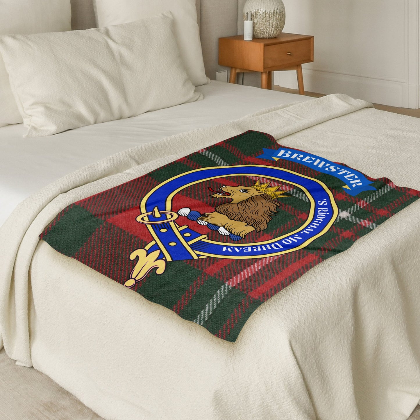 Brewster Family Crest Scottish Tartan Throw Blanket - Living Stone Gifts