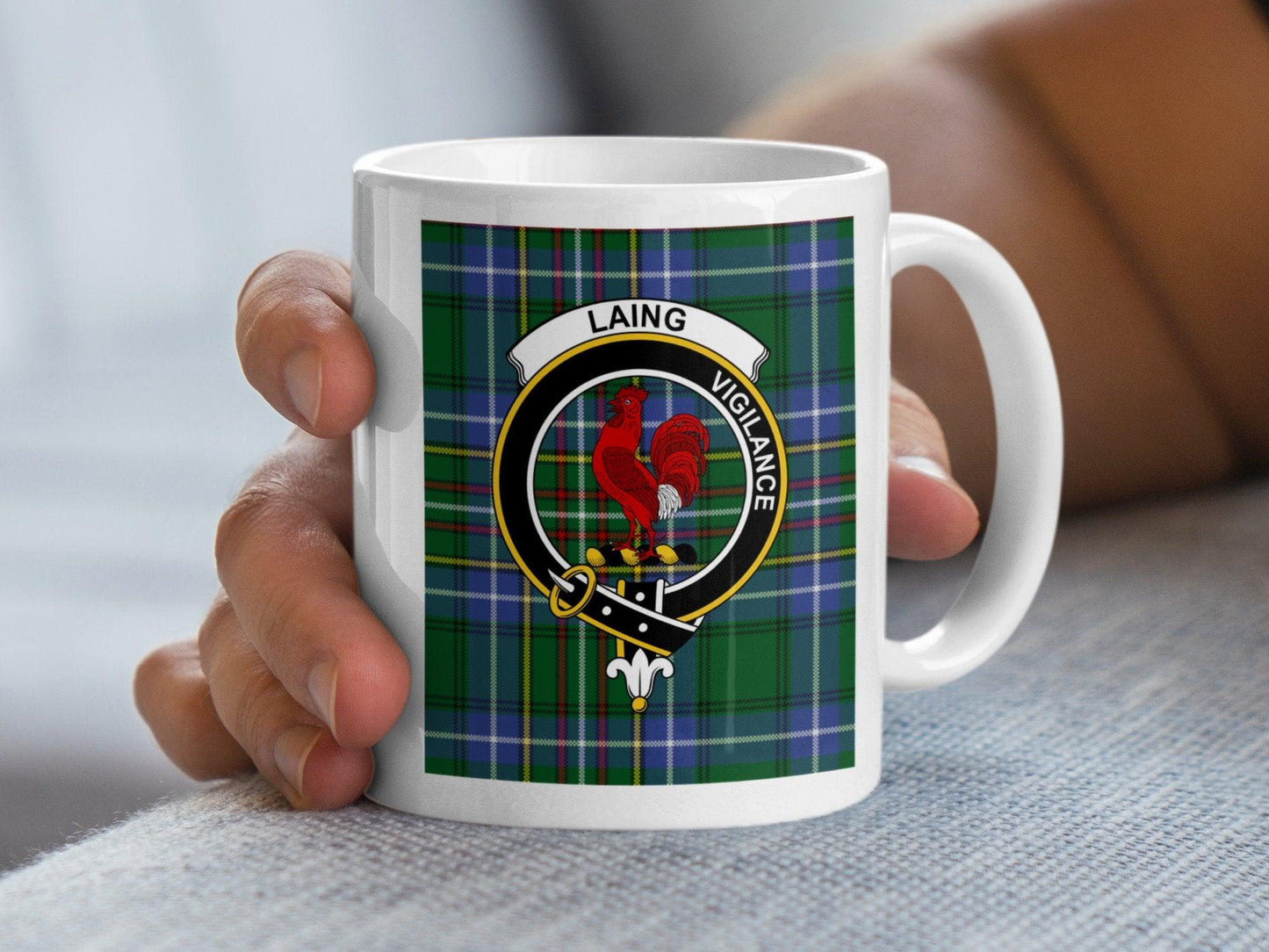 Clan Laing Vigilance Scottish Crest Tartan Plaid Mug - Living Stone Gifts