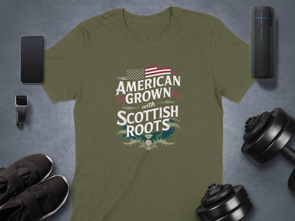 American Grown with Scottish Roots Patriotic T-Shirt - Living Stone Gifts