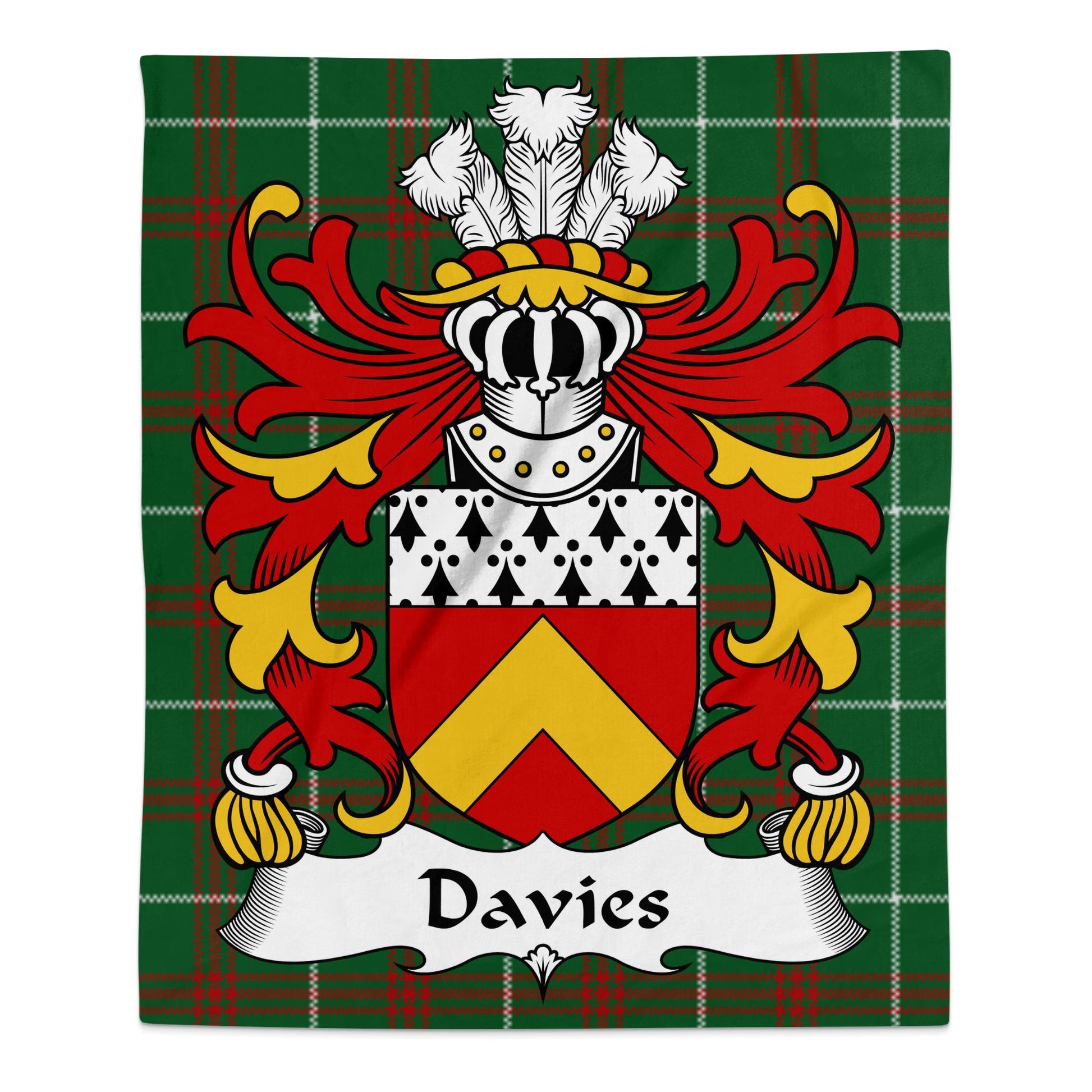 Davies Welsh Surname Coat of Arms National Tartan Blanket - Living Stone Gifts