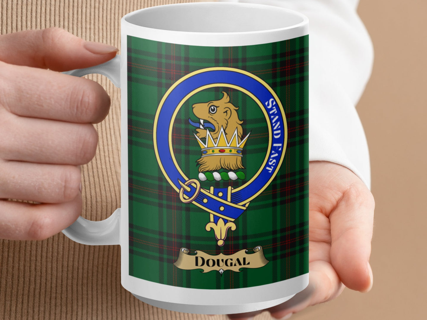 Clan Dougal Scottish Tartan Crest Emblem Mug - Living Stone Gifts