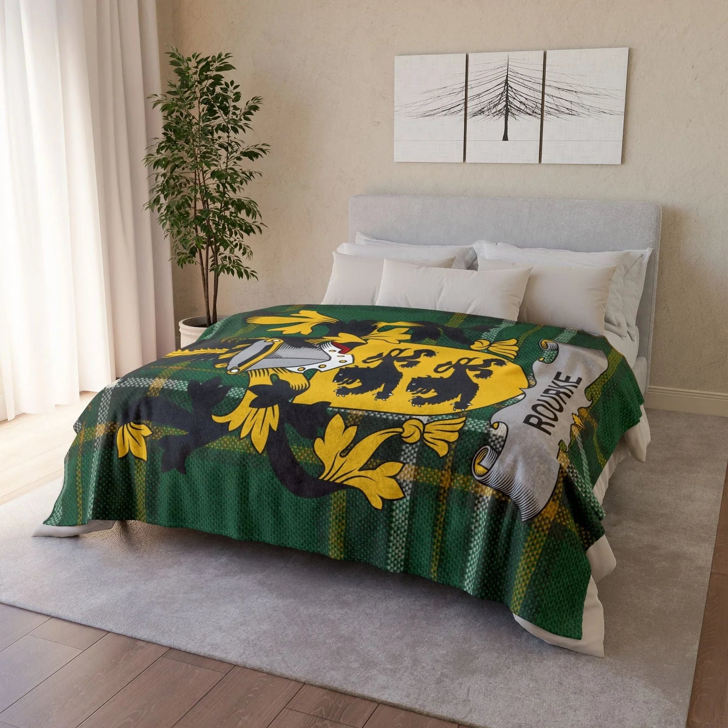 Rourke Surname Irish Coat Of Arms Tartan Blanket