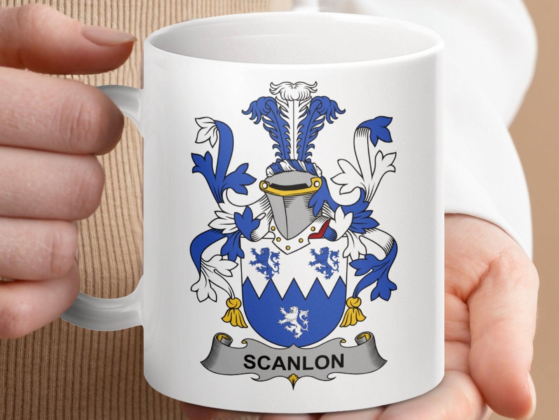 Scanlon Family Coat of Arms Crest Mug - Celtic Ancestry Gifts