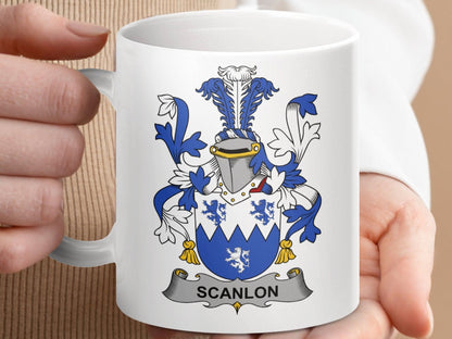 Scanlon Family Coat of Arms Crest Mug - Celtic Ancestry Gifts