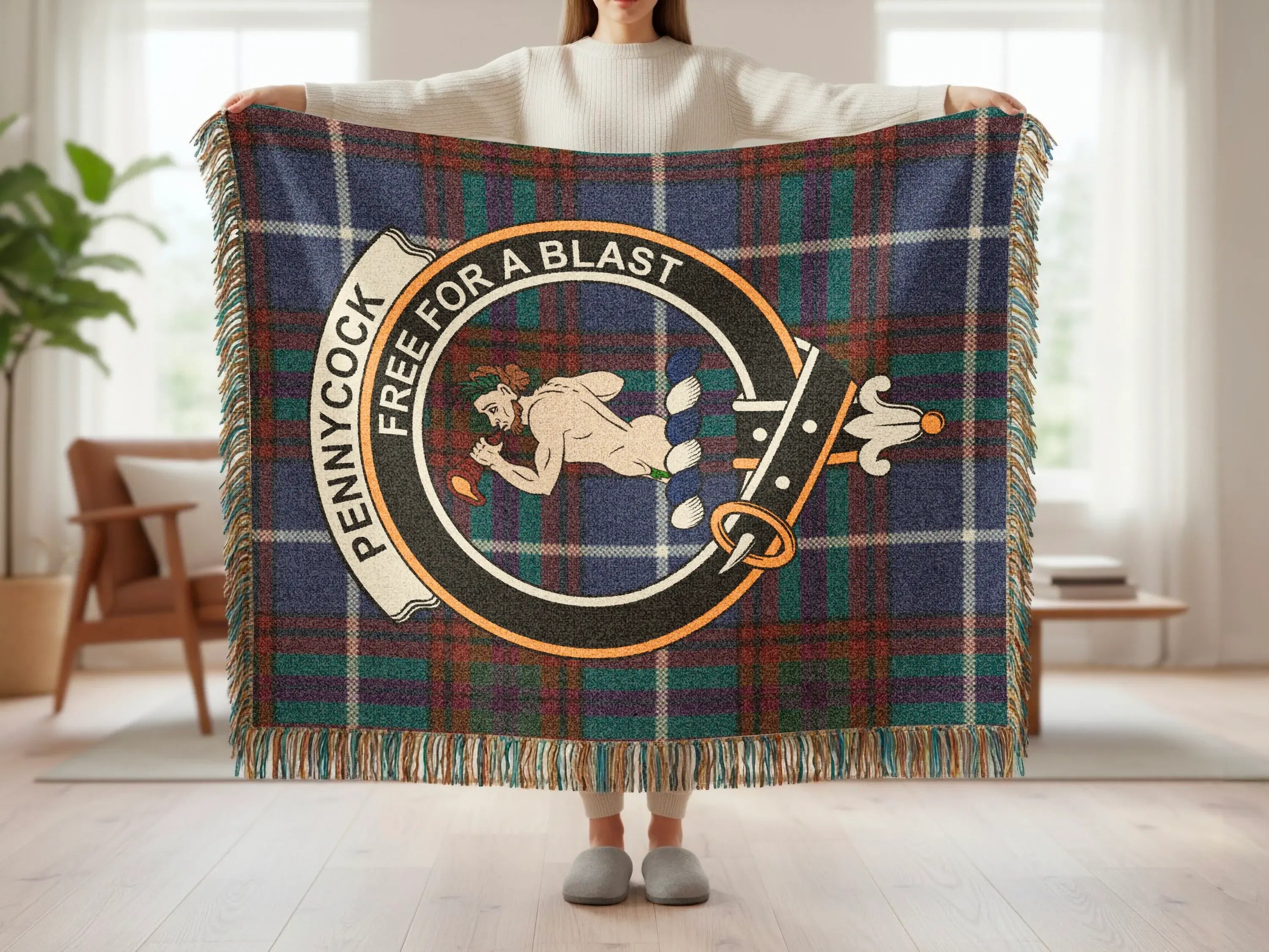Pennycock Free for a Blast Tartan Pattern Blanket