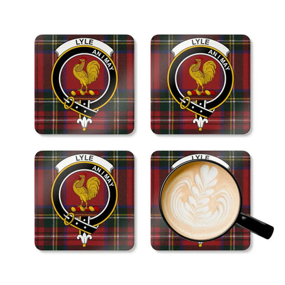 Scottish Clan Lyle Crest Plaid Design Coaster Set product
