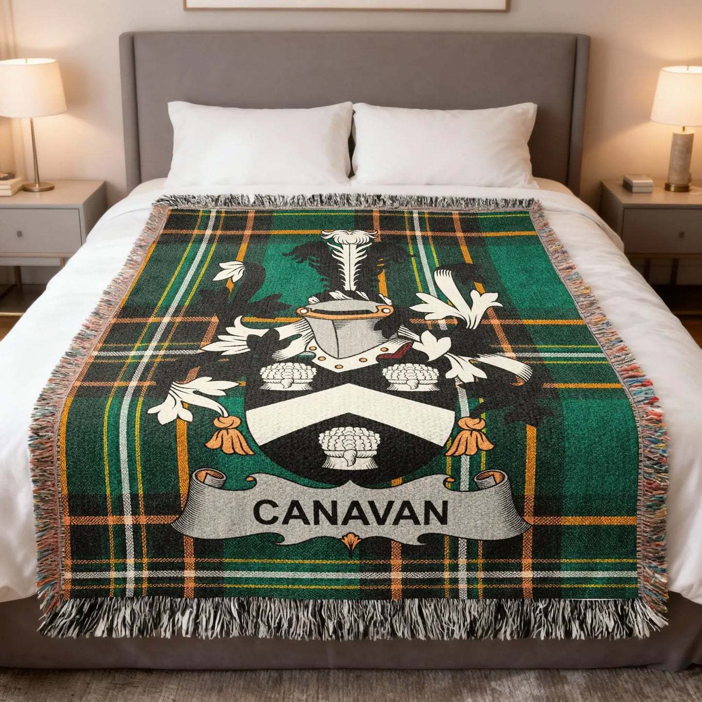 Canavan Crest Green Plaid Tartan Throw product type
