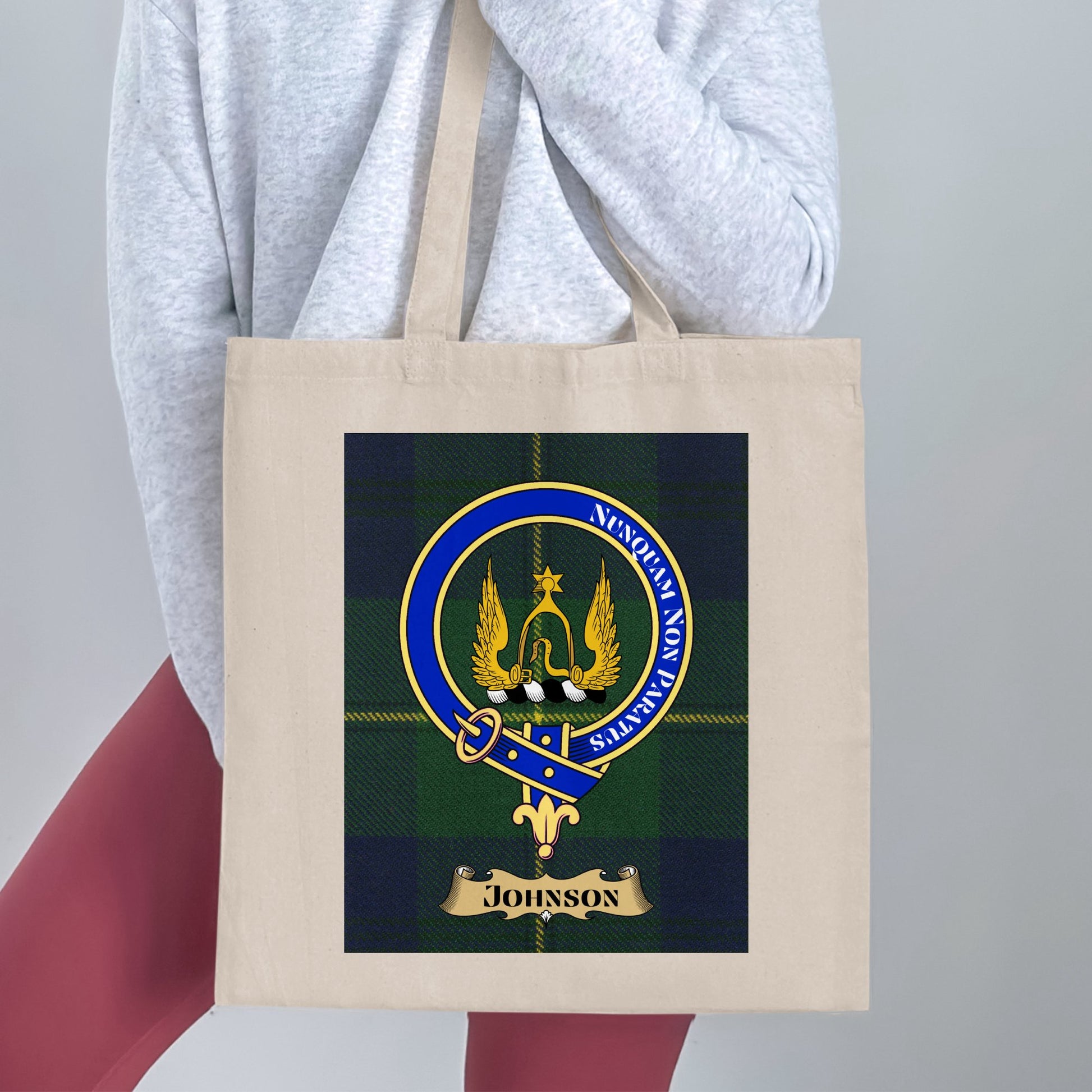 Johnson Clan Crest Scottish Tartan Tote Bag - Living Stone Gifts