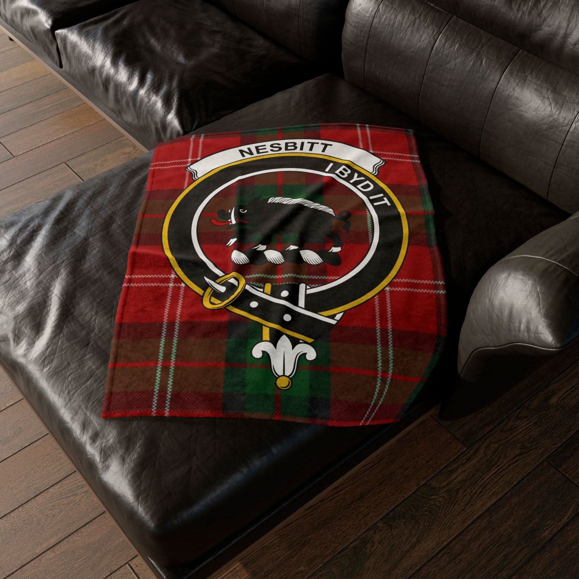 Nesbitt Clan Tartan Blanket – Scottish Crest Throw - Celtic Ancestry Gifts