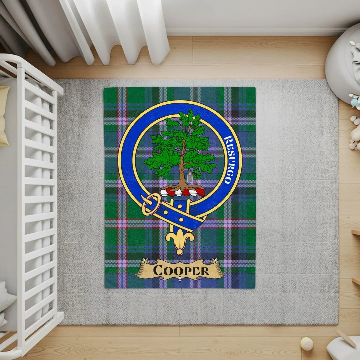 Clan Crest Tartan Rug with Personalized Family Product