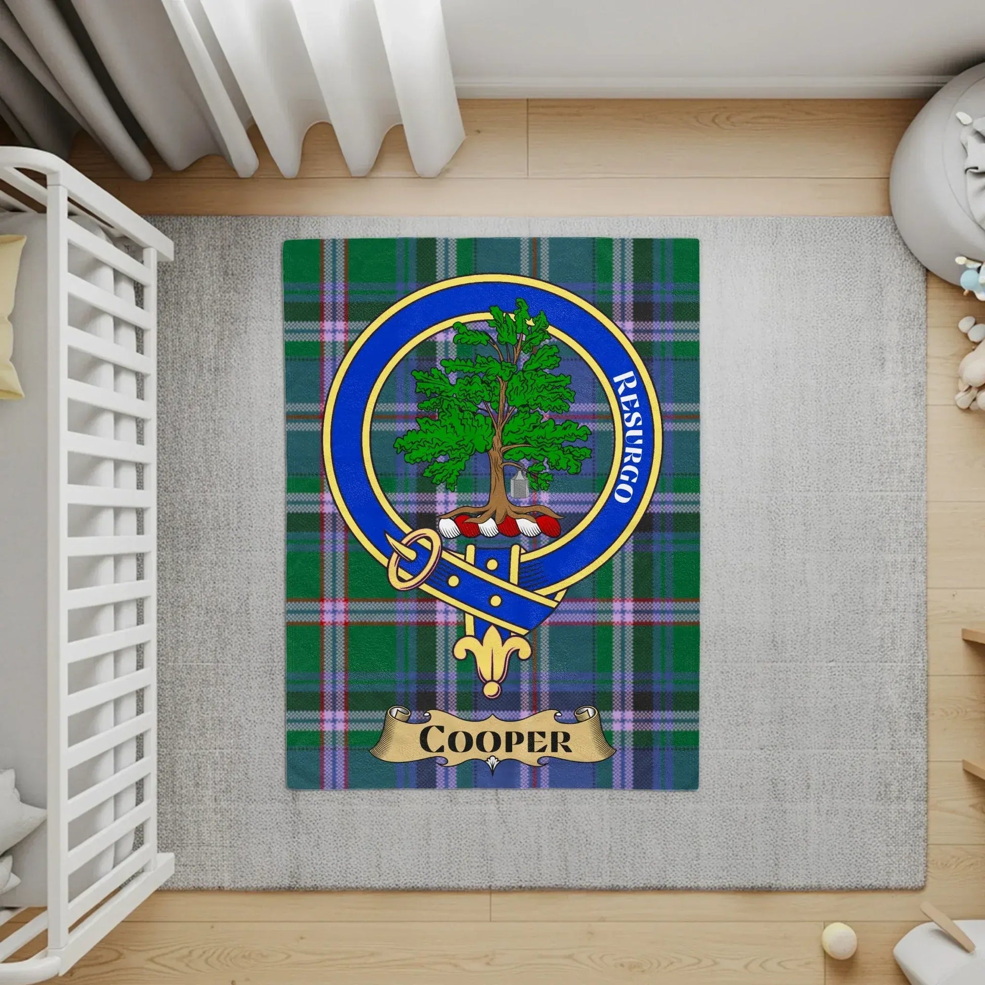 Clan Crest Tartan Rug with Personalized Family Product