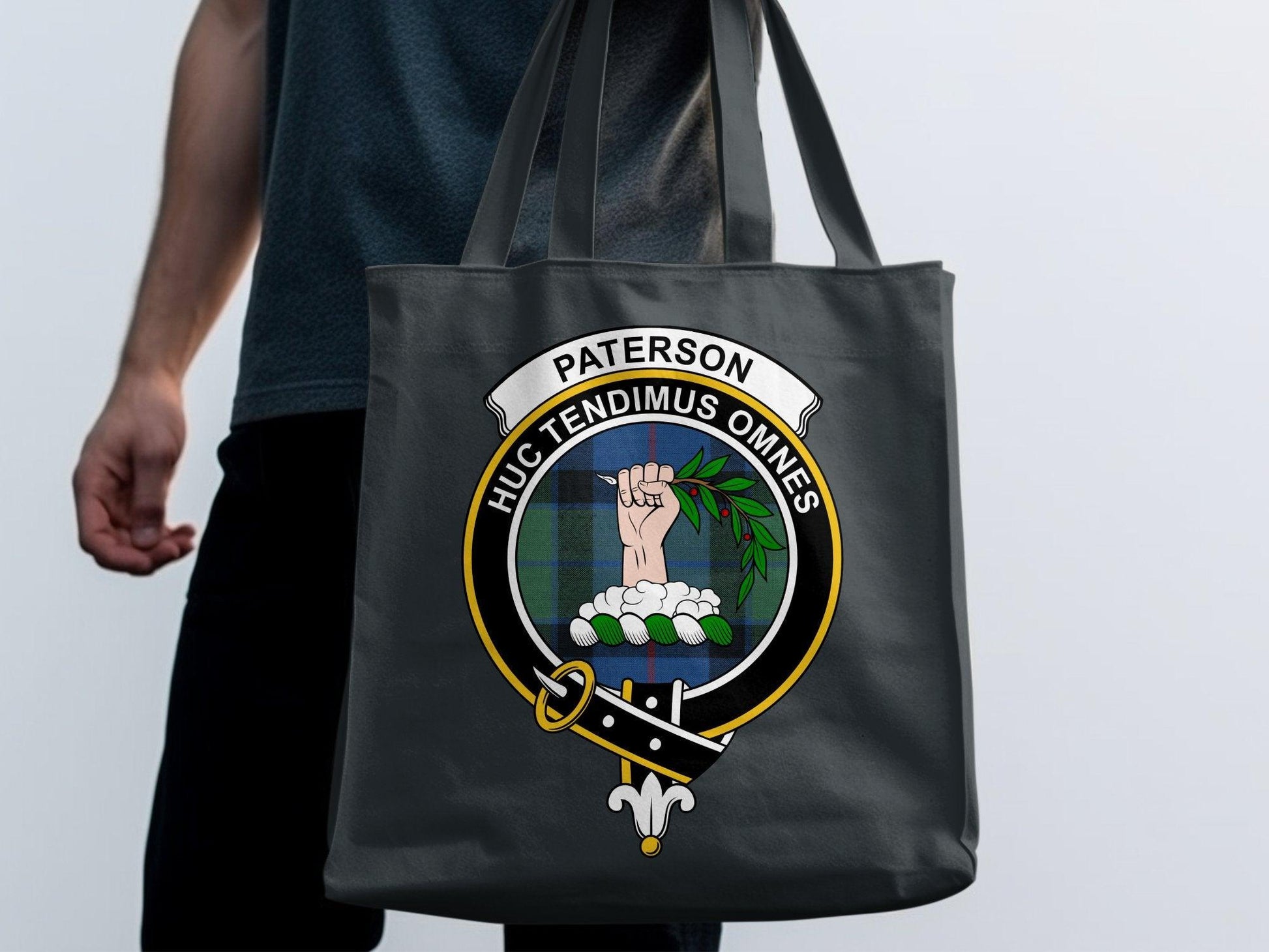 Paterson Scottish Clan Crest Tartan Tote Bags - Celtic Ancestry Gifts