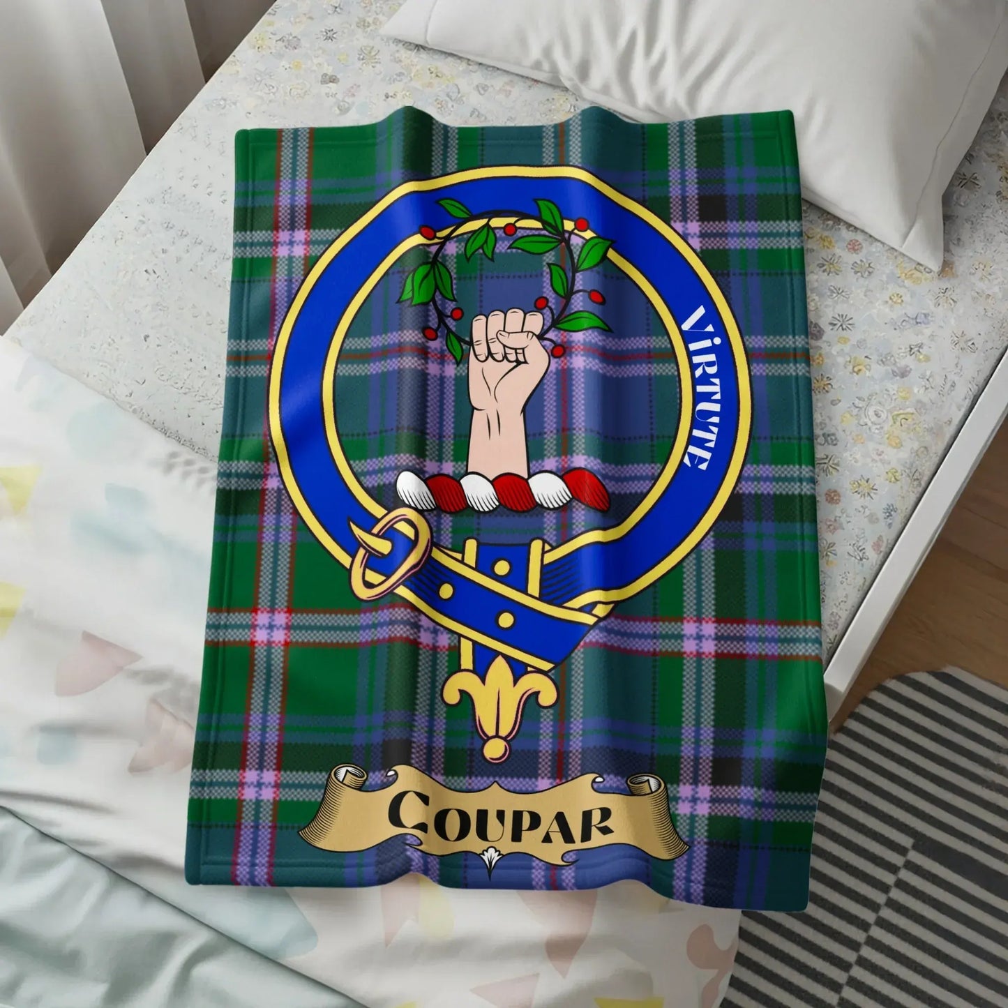 Virtute Coupar Clan Crest Tartan Design product