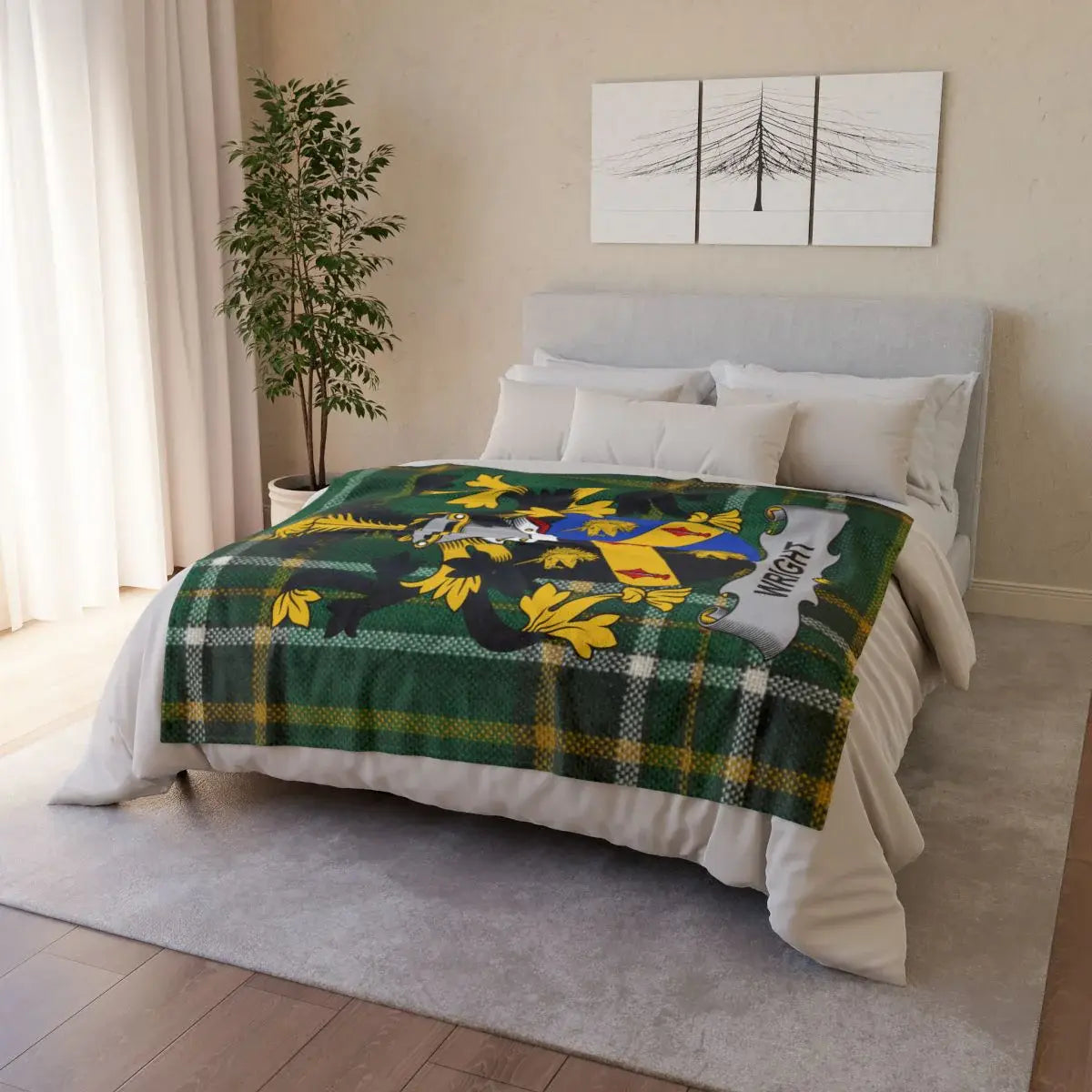 Unique Family Crest Plaid Pattern Cozy Blanket product