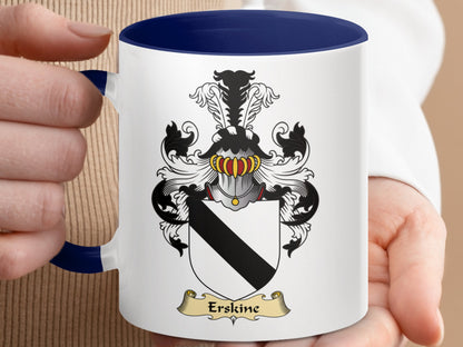 Clan Erskine Scottish Coat of Arms Design Accent Mug - Living Stone Gifts