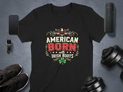 American Born with Irish Roots Graphic Design T-Shirt - Living Stone Gifts