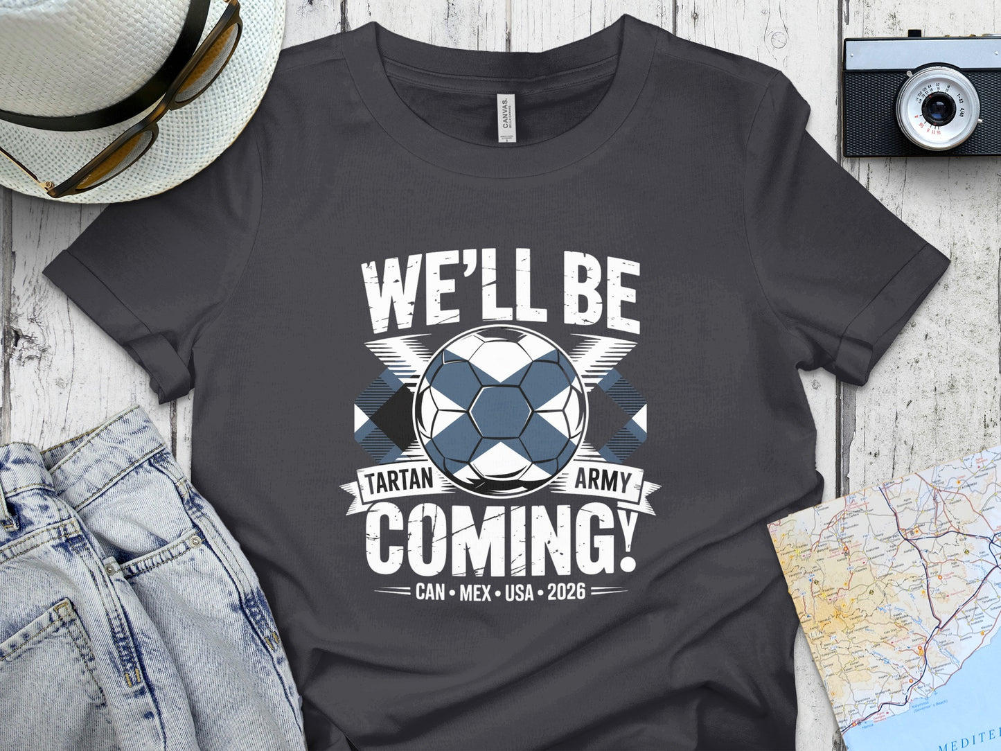 We'll Be Coming Tartan Army Soccer Fan T-Shirt