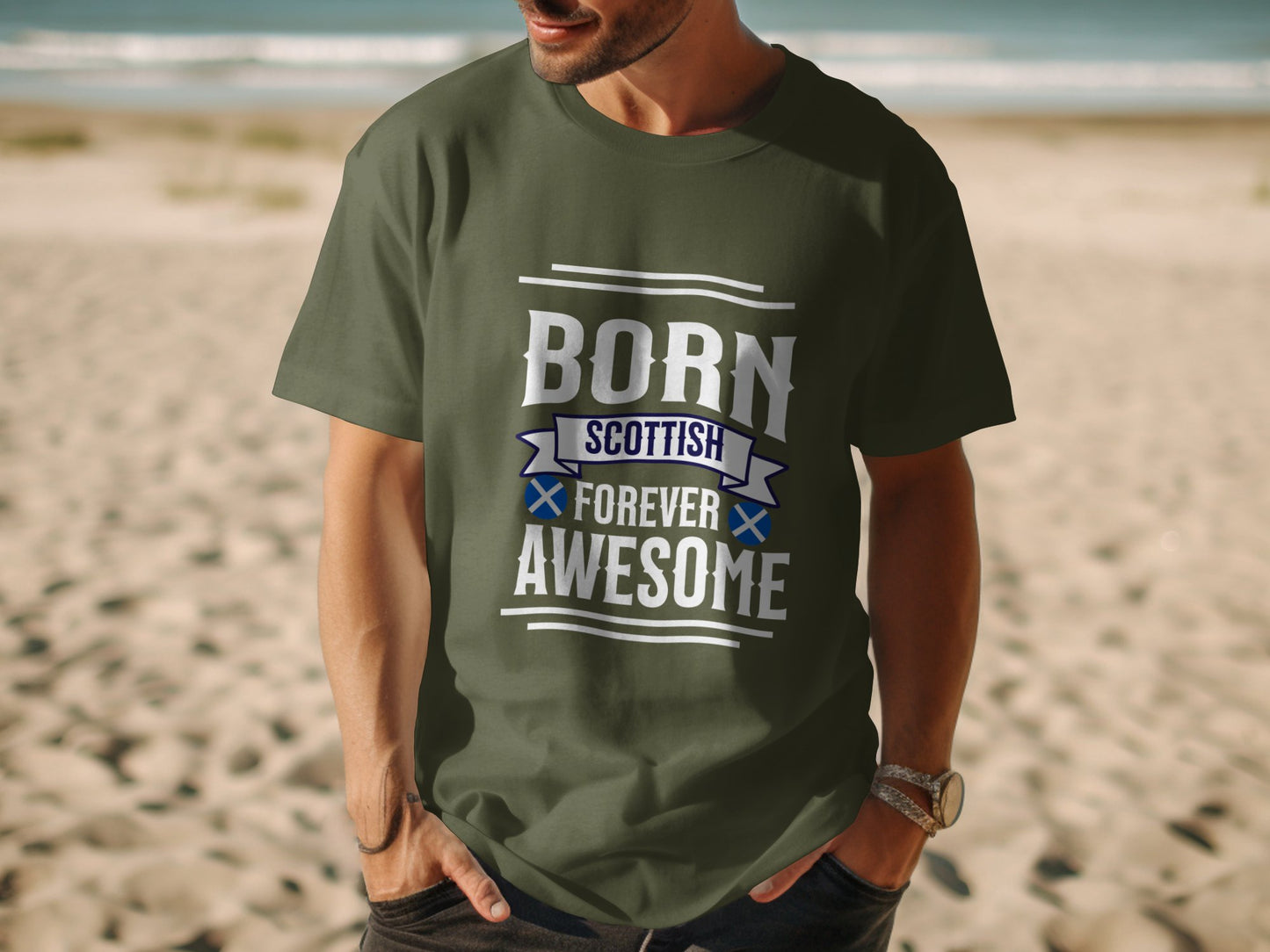 Born Scottish Forever Awesome T-Shirt - Living Stone Gifts