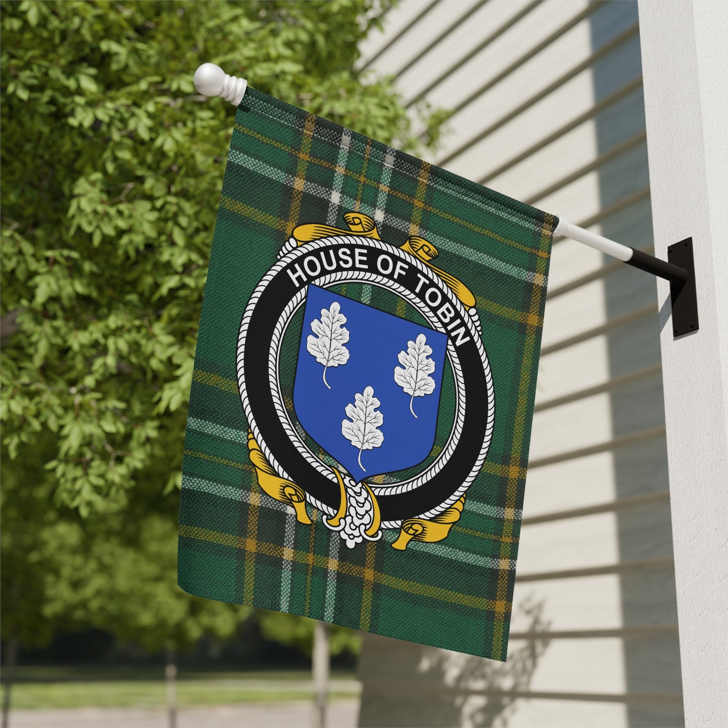 House of Tobin Flag with Oak Leaf Crest Design