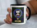 Reid tartan mug with a coloured accent handle and interior