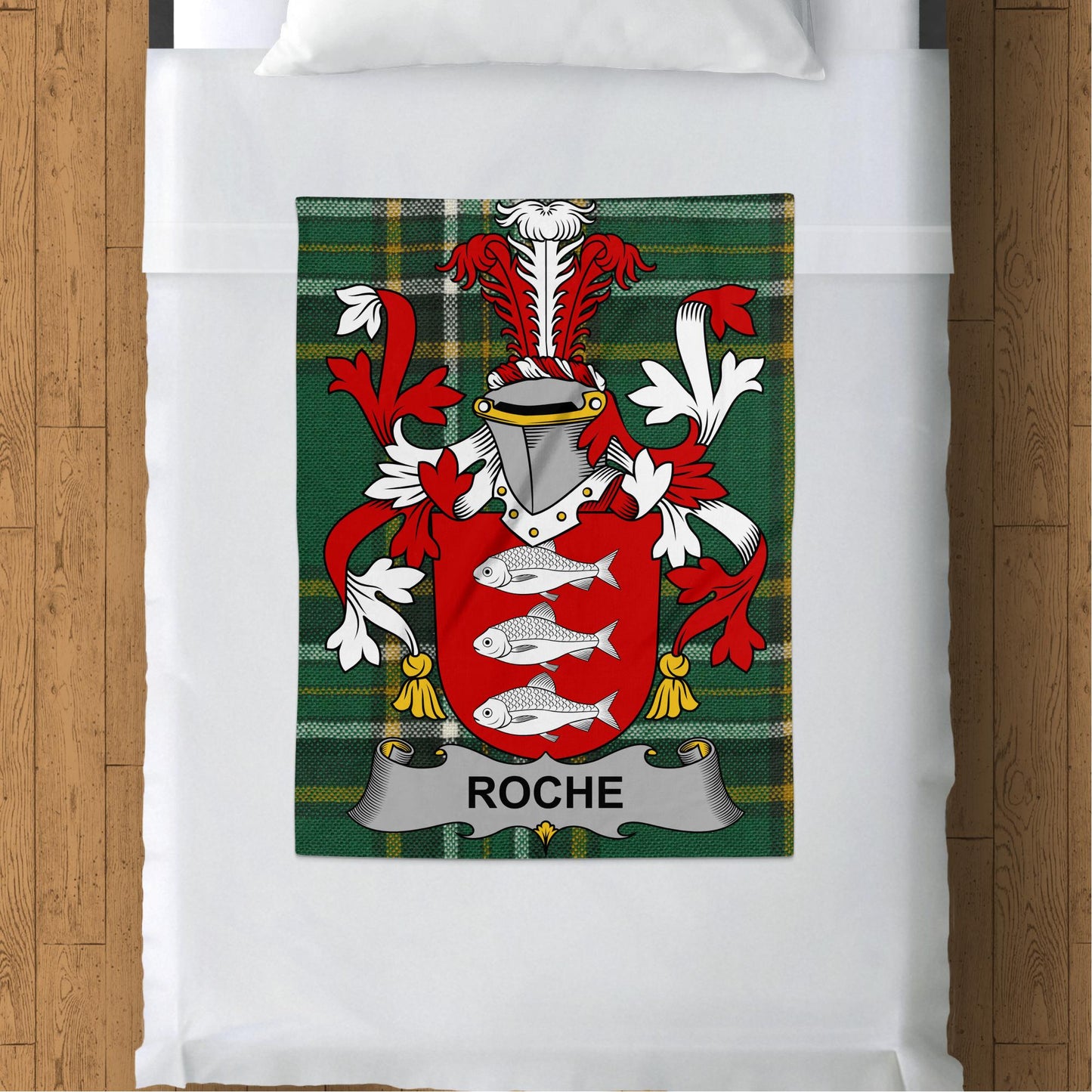 Roche Surname Irish Tartan Throw Blanket - Living Stone Gifts