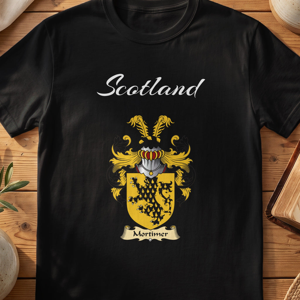Mortimer Scottish family shield T-shirt in Black