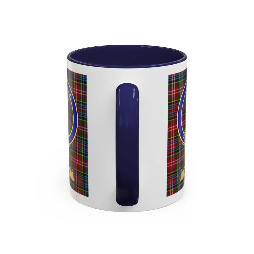 Classic Blue Handle Mug with Tartan Design Pattern