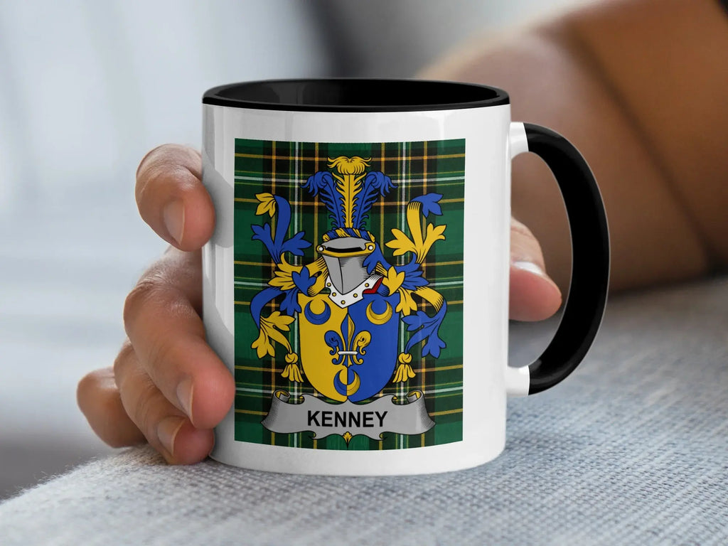 Kenney Irish family crest black accent mug