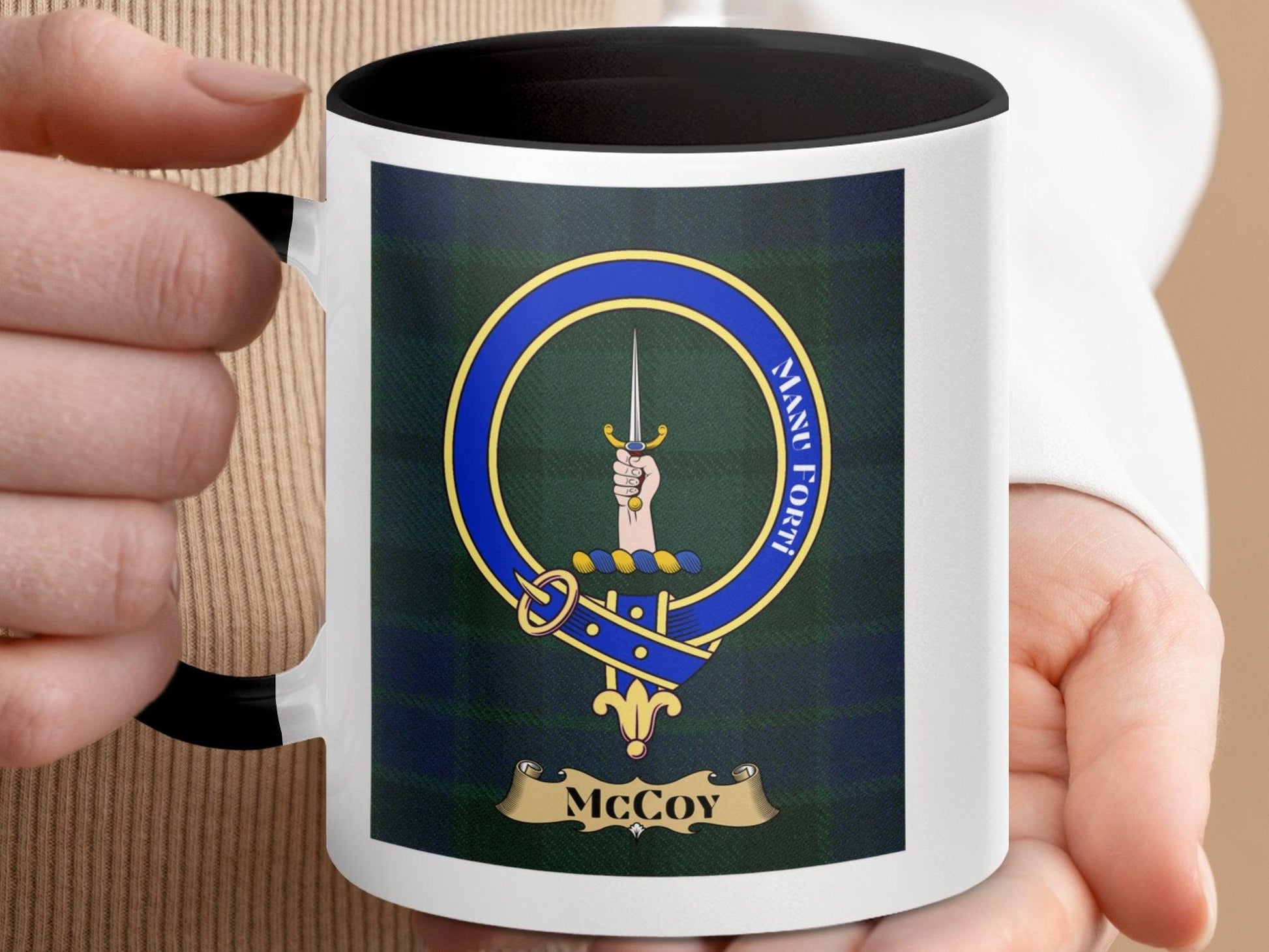 McCoy Clan Crest Plaid Design Mug Scottish Family Heritage - Living Stone Gifts