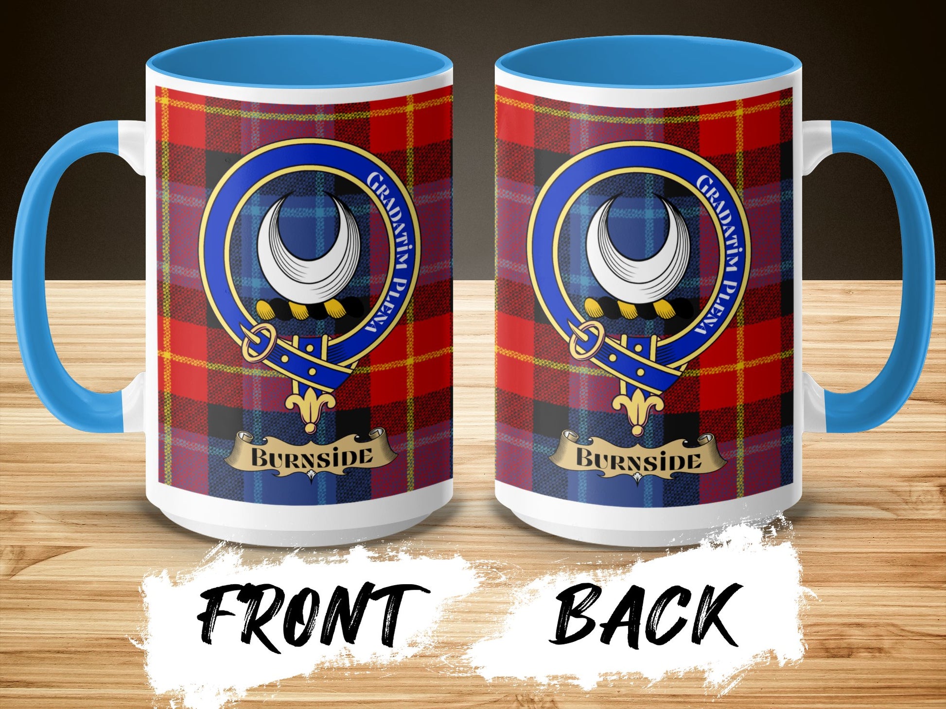 Clan Burnside Scottish Tartan Coat of Arms Mug - Living Stone Gifts