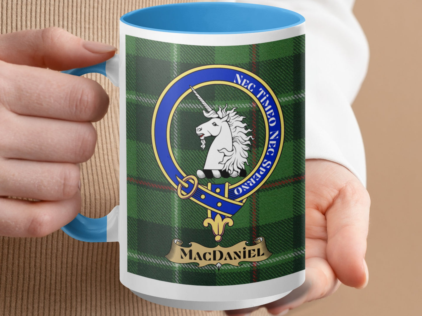 Clan MacDaniel Scottish Tartan Crest Design Mug - Living Stone Gifts