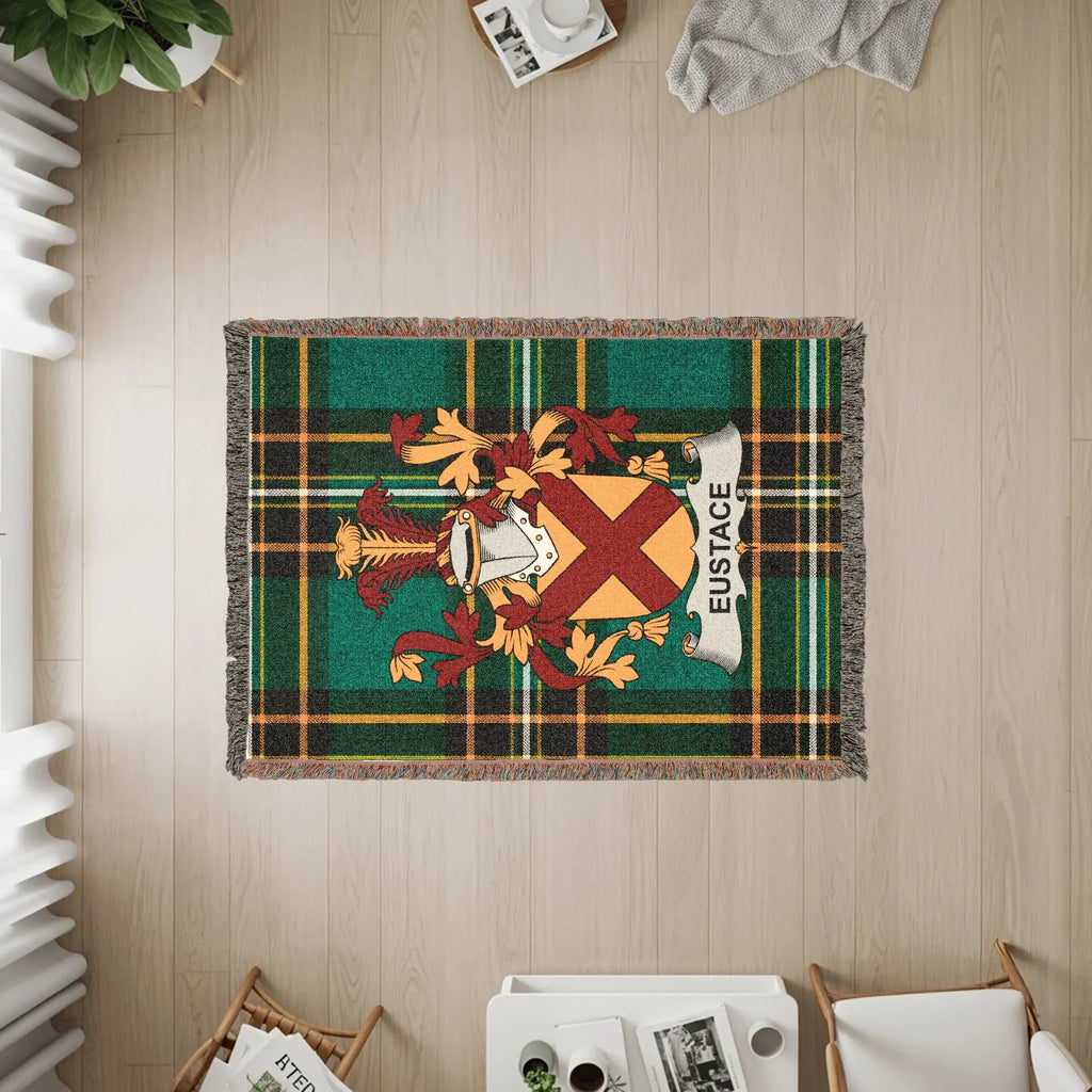 Eustace Crest Green Plaid Throw Blanket product type
