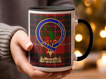 Abernethy Clan Badge Red Tartan Pattern Coffee Mug - Living Stone Gifts