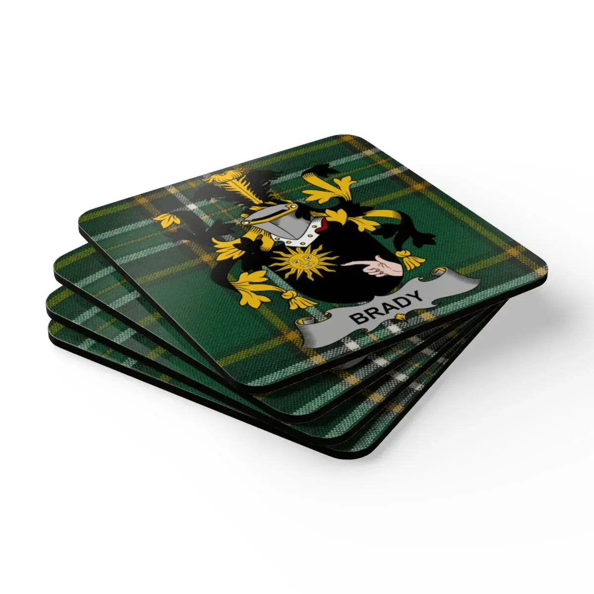 Personalised Brady Family Crest Tartan Coasters product