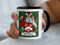 Richards Welsh coat of arms accent mug with black rim and family crest on Welsh National Tartan