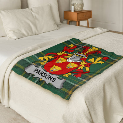 Parsons Surname Irish Tartan Throw Blanket - Living Stone Gifts