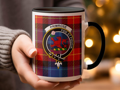 Primrose Clan Crest with Tartan Design Coffee Mug - Living Stone Gifts