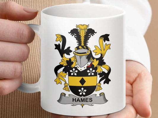 Hames Irish Surname Family Crest Unique Design Coffee mug - Celtic Ancestry Gifts