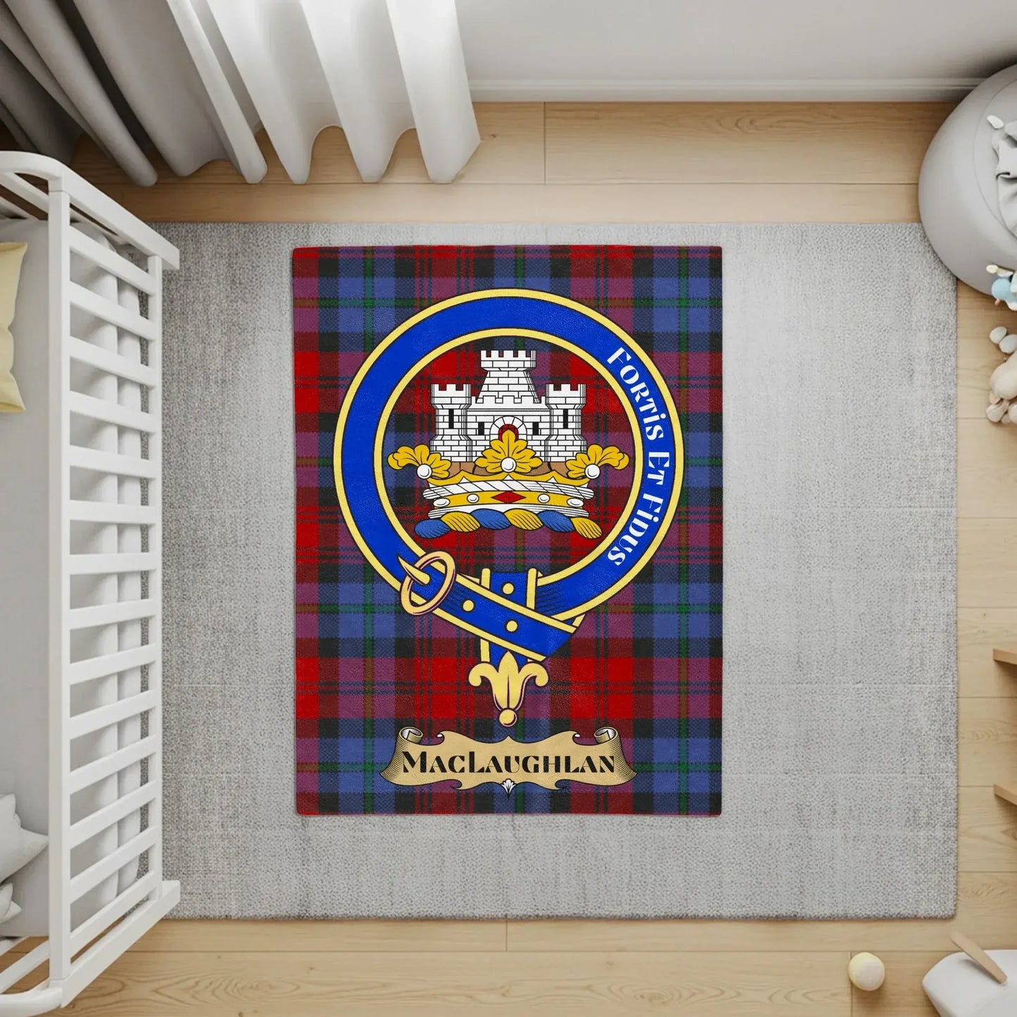 Scottish Clan Tartan Rug with Family Crest product type
